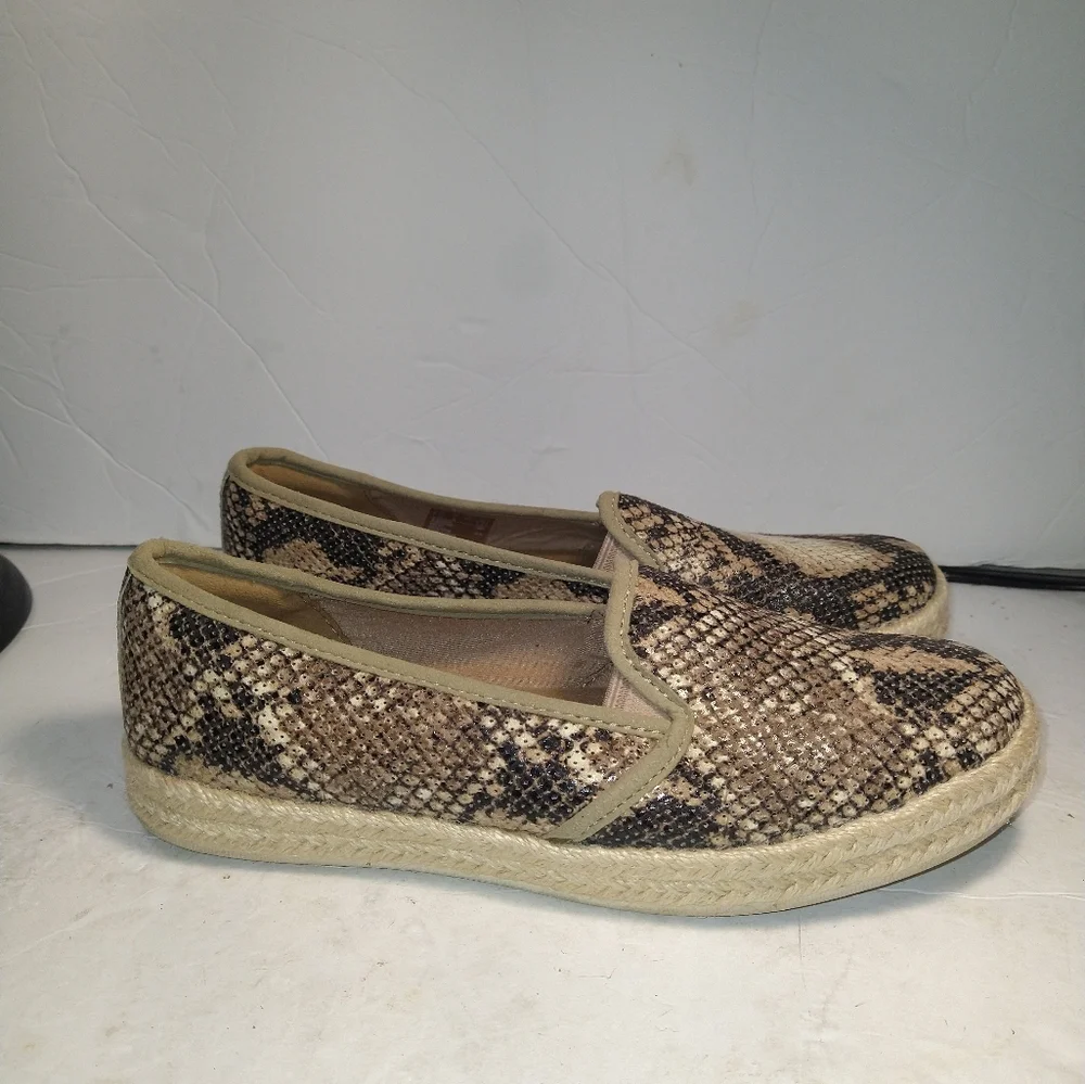 Clarks Azella Theoni Snakeskin Espadrille Slip on Loafer Flats Women's sz 7M